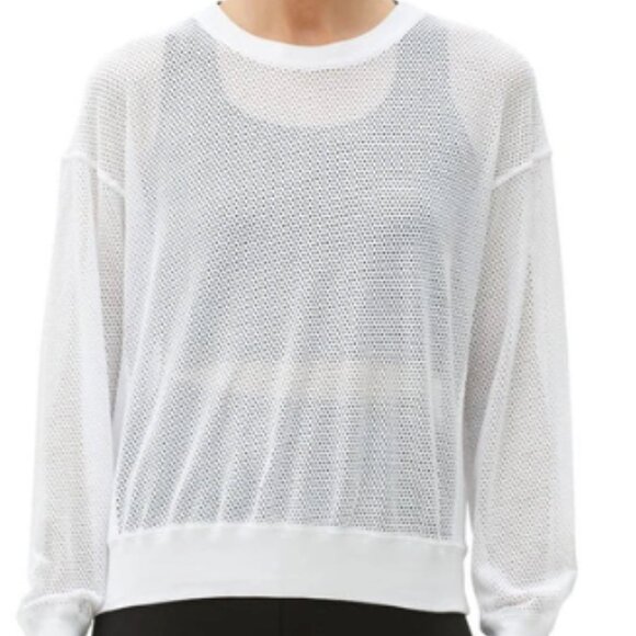 MICHAEL STARS Gigi Perforated Sweatshirt In White O/S - Picture 1 of 3
